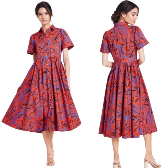 Alexis Dresses & Skirts - Tropical Leaf Short Sleeve Shirtdress CJRxTarget
